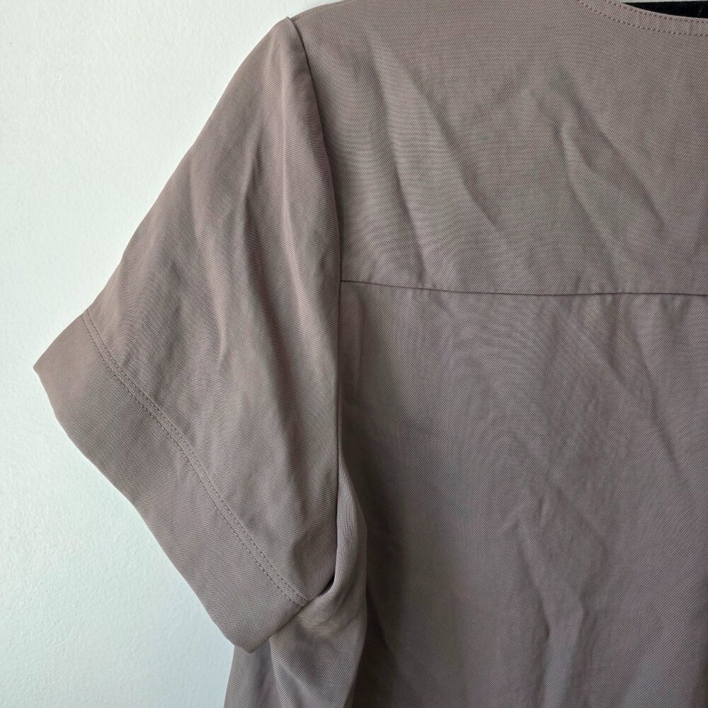 EVERLANE Drapey T-Shirt Blouse | Size 6 | Dark Taupe / Clay Short Sleeves - Picture 5 of 8